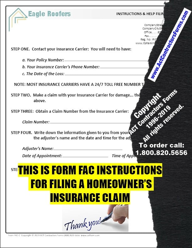 Roofing Contractor Forms for Insurance Restoration